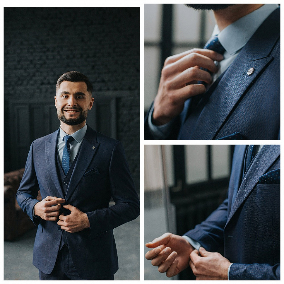 Мужской синий костюм