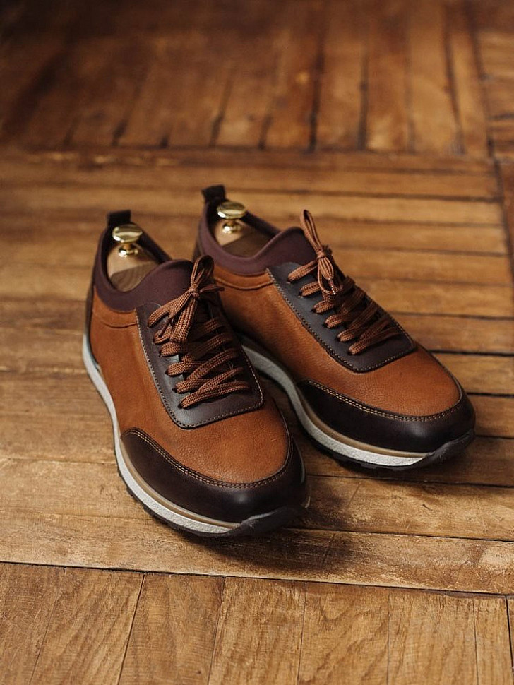 Комбинированные мужские кроссовки из натуральной кожи и замши Mazaltovman