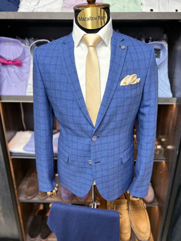 Пиджак VAL Синий в клетку