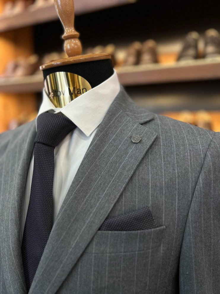 Костюм MAZALTOVMAN 2-ка Premium Серый в полоску классический