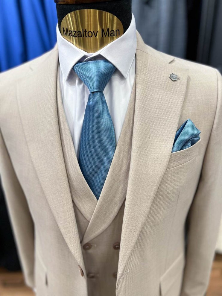 Костюм MAZALTOVMAN 3-ка Premium Бежевый фактурный