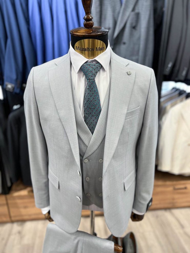 Костюм MAZALTOVMAN 3-ка Premium Светло-серый фактурный