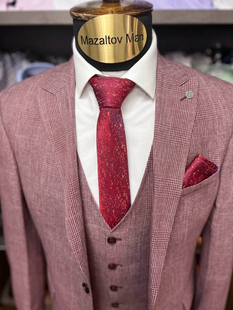 Костюм BEL 3-ка Бордовый в клетку