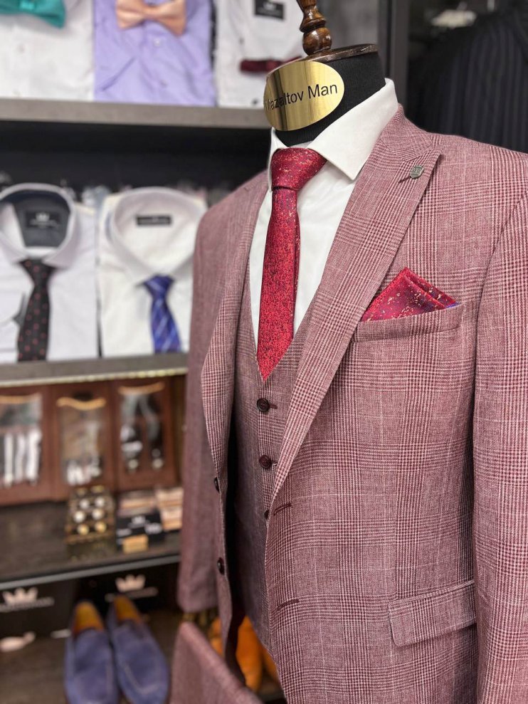 Костюм BEL 3-ка Бордовый в клетку