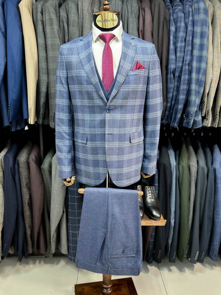 Костюм MAZALTOVMAN 3-ка Синий в клетку