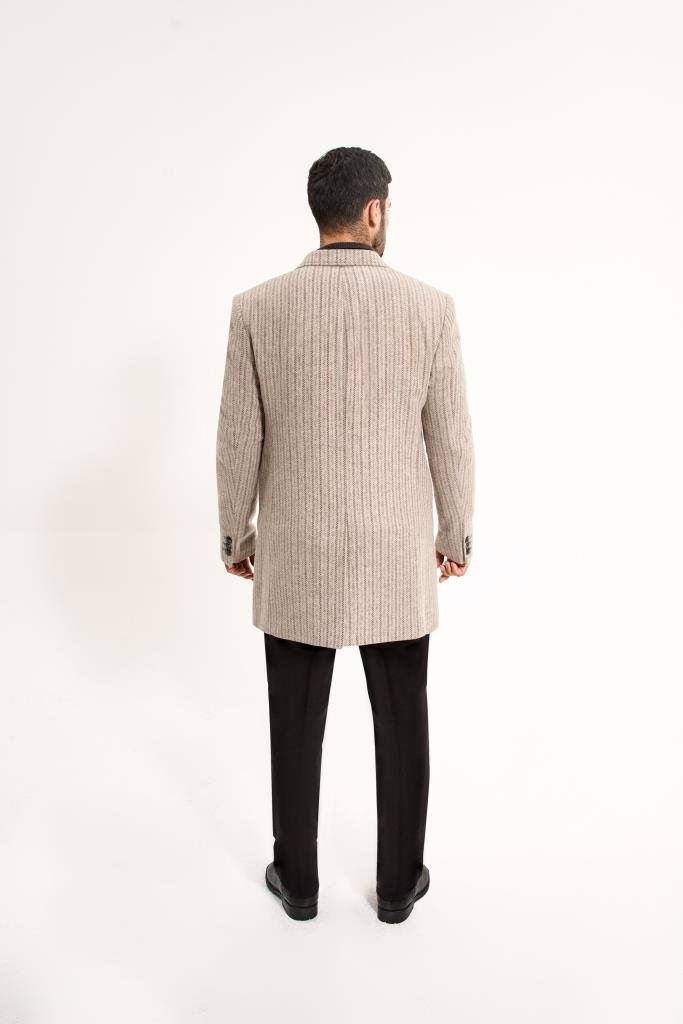 Пальто MAZALTOVMAN премиум Бежевое в полоску