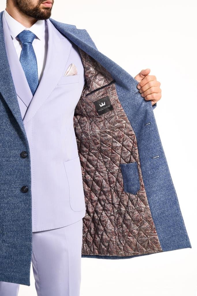 Пальто MAZALTOVMAN Premium Светло-синее фактурное