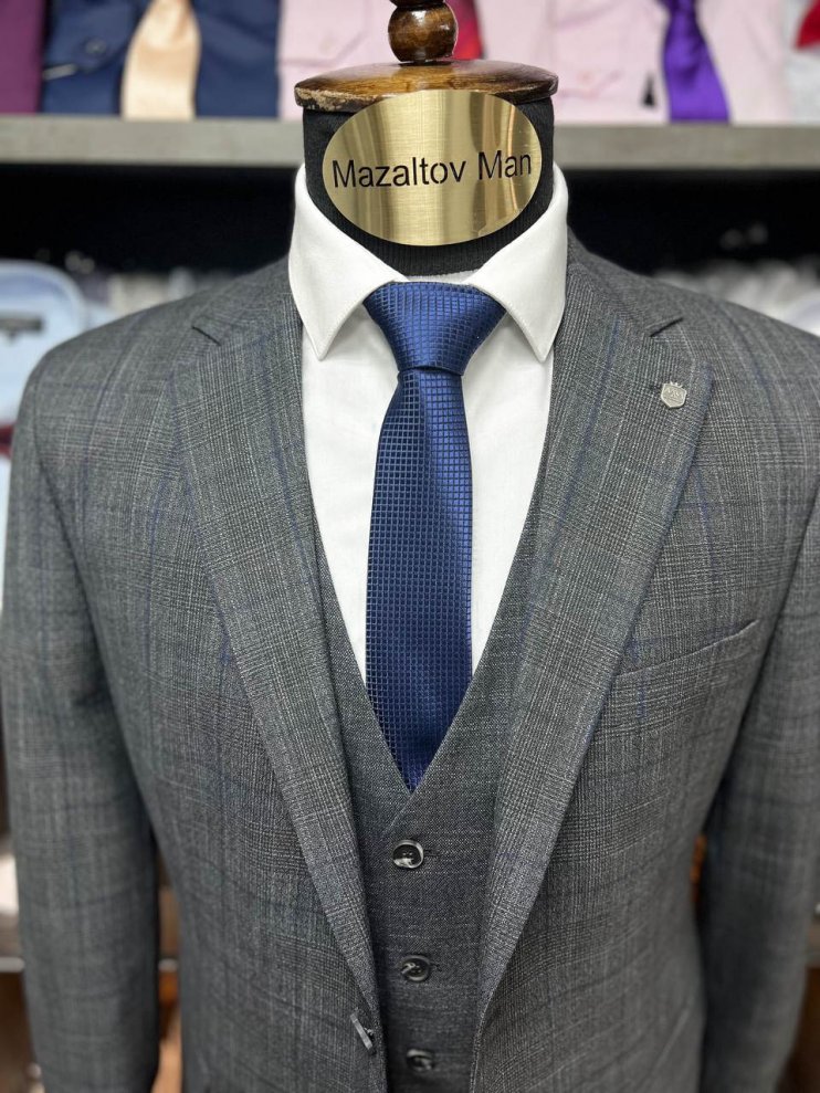 Костюм MAZALTOVMAN 3-ка Серый в клетку