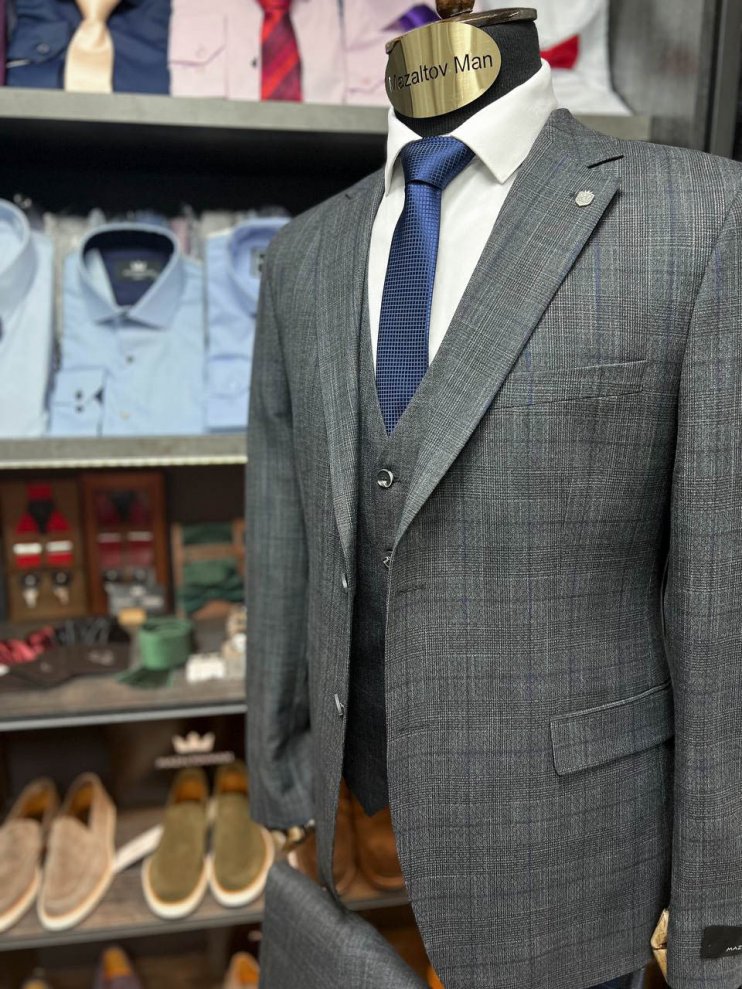 Костюм MAZALTOVMAN 3-ка Серый в клетку