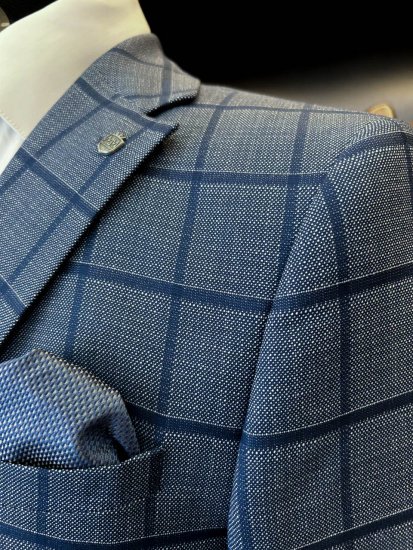 Костюм MAZALTOVMAN 3-ка Premium Темно-голубой в клетку