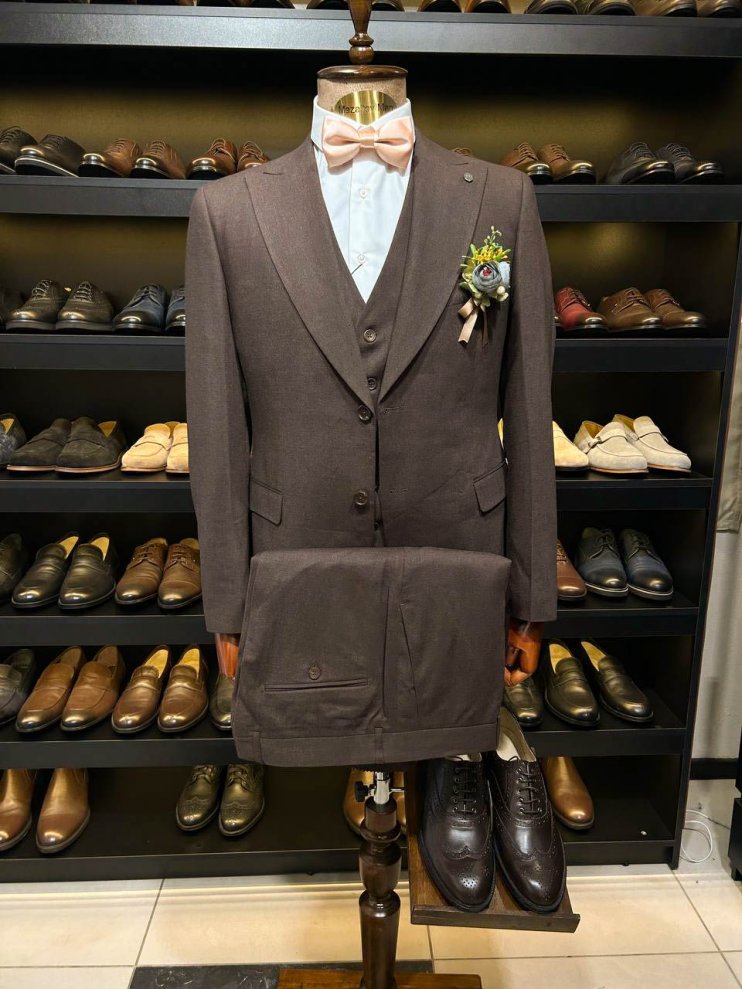 Костюм ERN 3-ка Коричневый фактурный