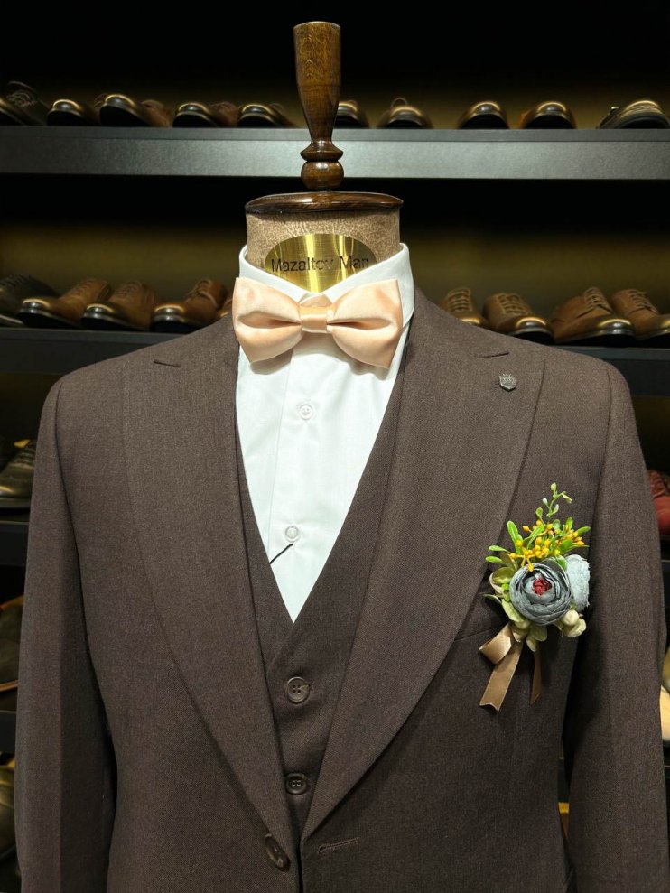 Костюм ERN 3-ка Коричневый фактурный