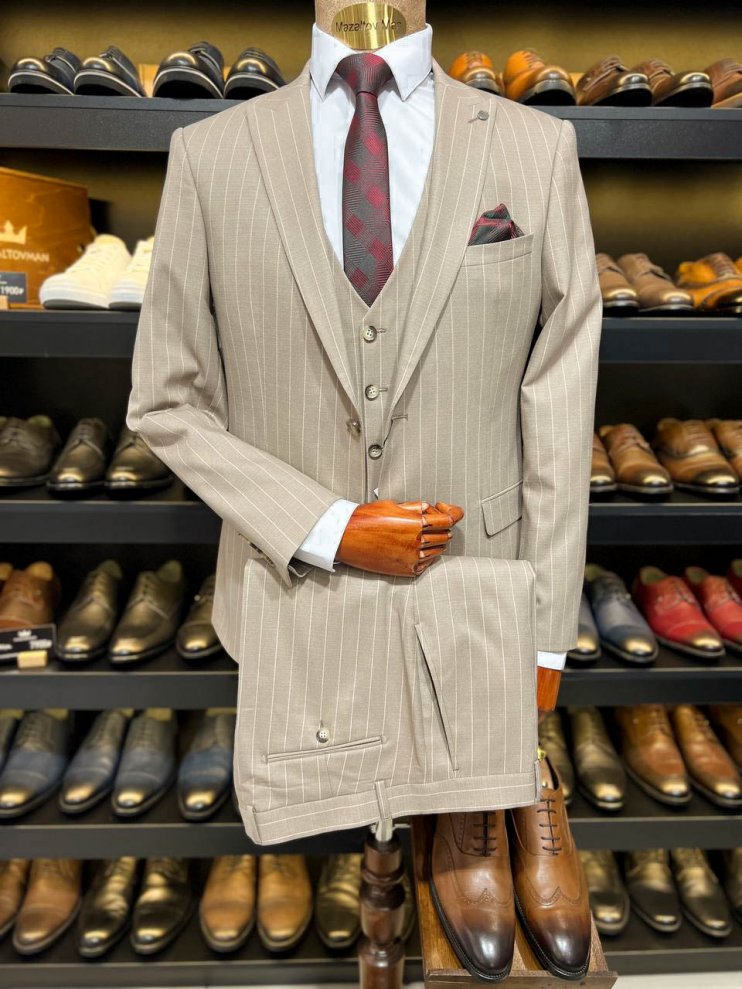 Костюм BEL 3-ка Бежевый в полоску