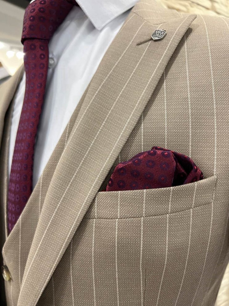 Костюм BEL 3-ка Бежевый в полоску