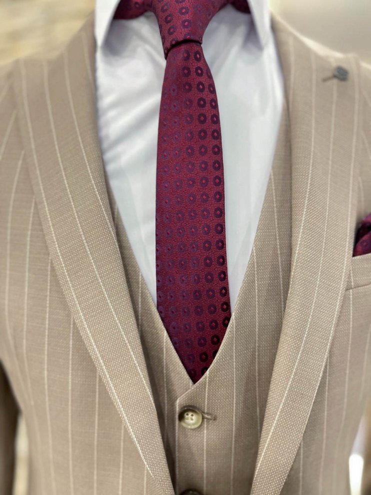 Костюм BEL 3-ка Бежевый в полоску