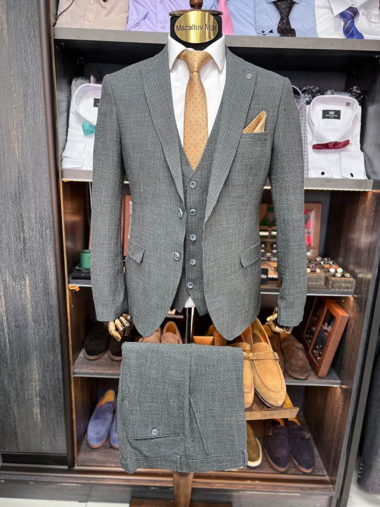 Костюм BEL 3-ка Серый в микроклетку