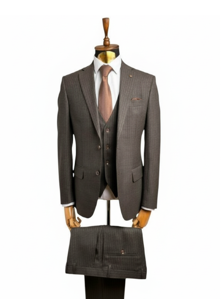 Костюм MAZALTOVMAN 3-ка Premium Коричневый в полоску
