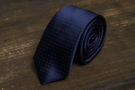 Мужской галстук Темно-синий с желтыми вкраплениями