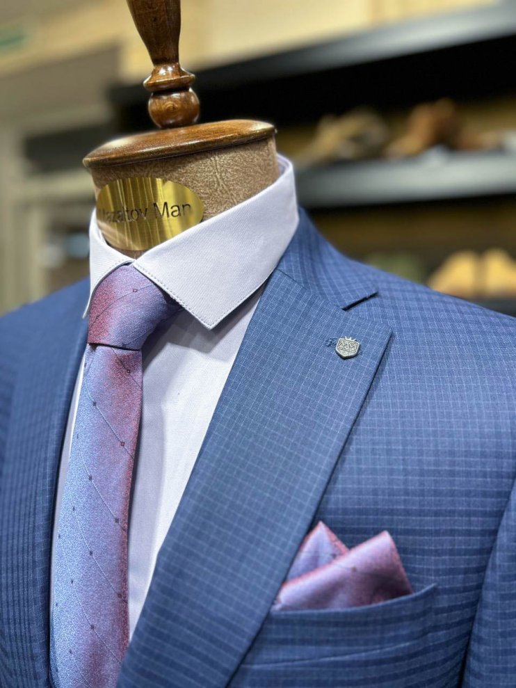 Костюм MAZALTOVMAN 3-ка Premium Синий в клетку