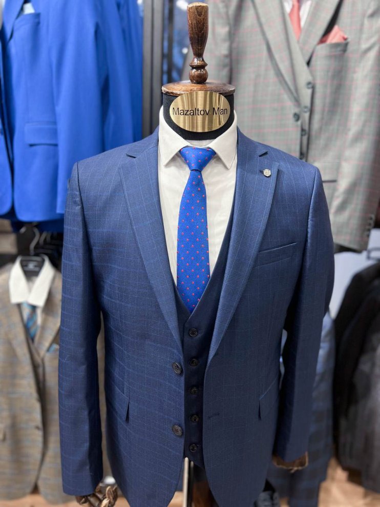 Костюм MAZALTOVMAN 3-ка Синий в клетку