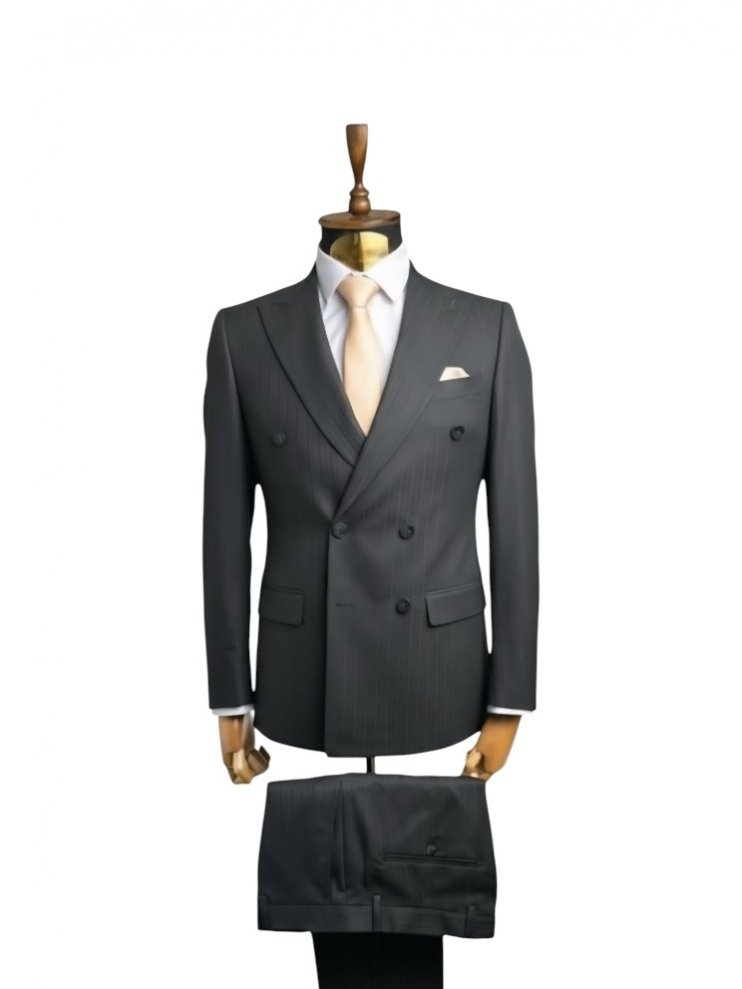Костюм MAZALTOVMAN 2-ка двубортный Premium Черный в полоску