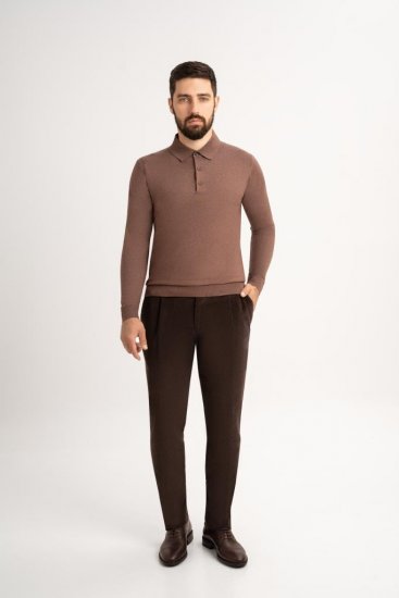 Поло HLF Коричневое с пуговицами