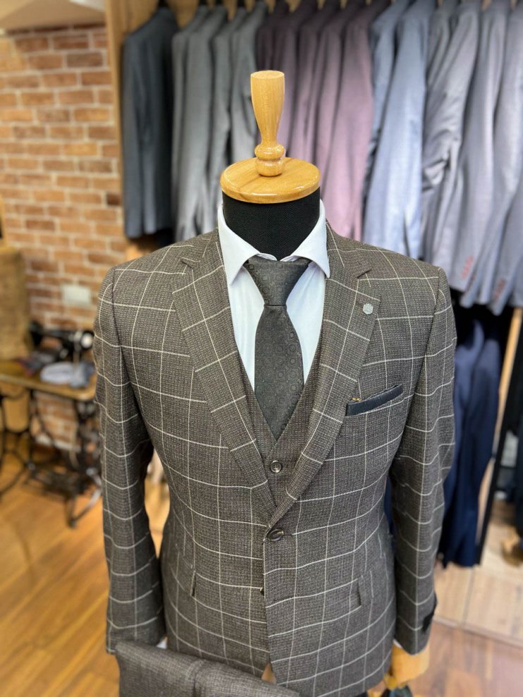 Костюм MAZALTOVMAN 3-ка Коричневый в клетку