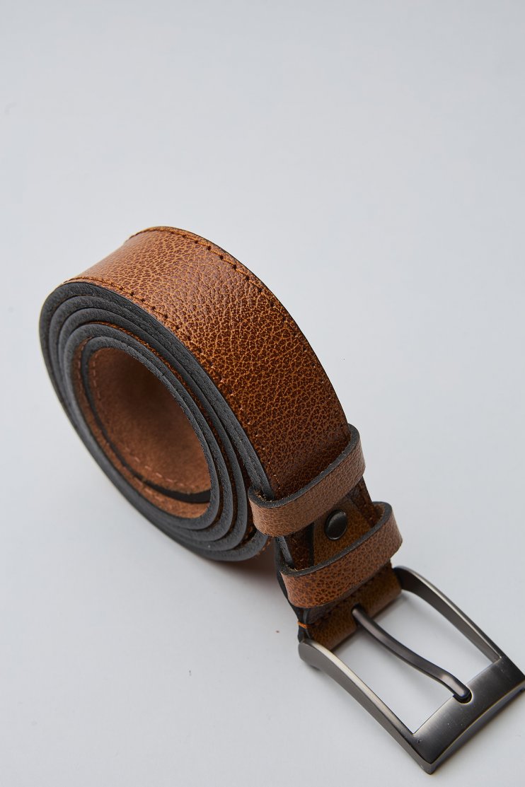 Мужской ремень коричневый текстурный в строчку