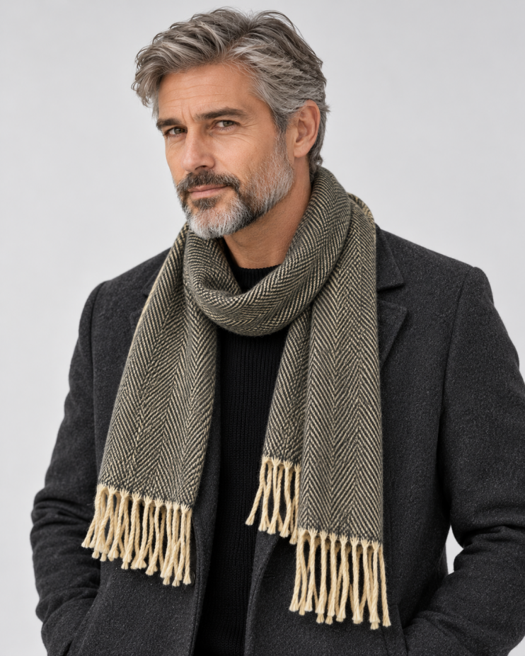 Шарф бежевый в елочку