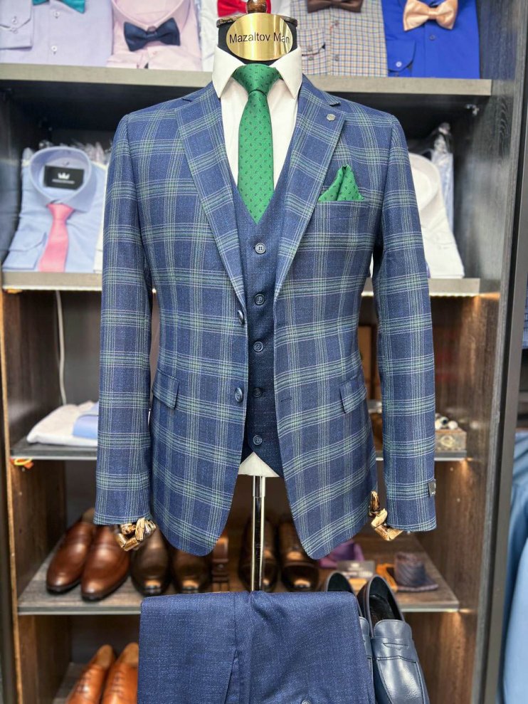Костюм MAZALTOVMAN 3-ка Синий в клетку