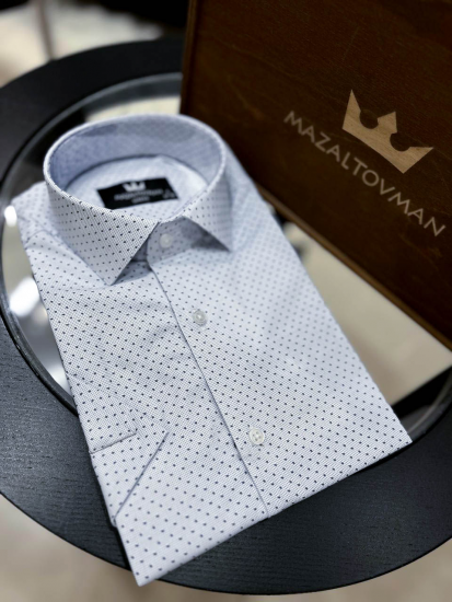 Рубашка MAZALTOVMAN Белая в крапинку с коротким рукавом