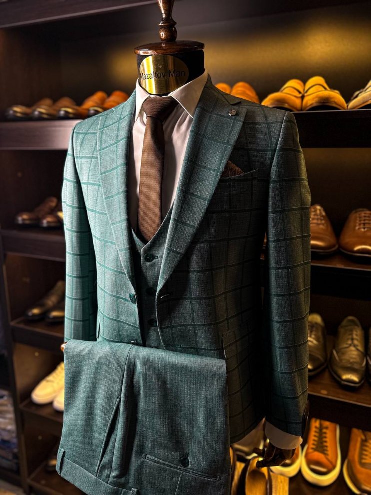 Костюм MAZALTOVMAN Premium 3-ка Зеленый в клетку