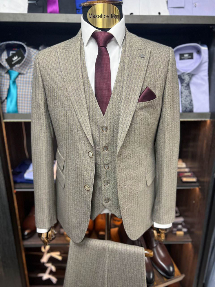 Костюм EMR 3-ка Бежевый фактурный
