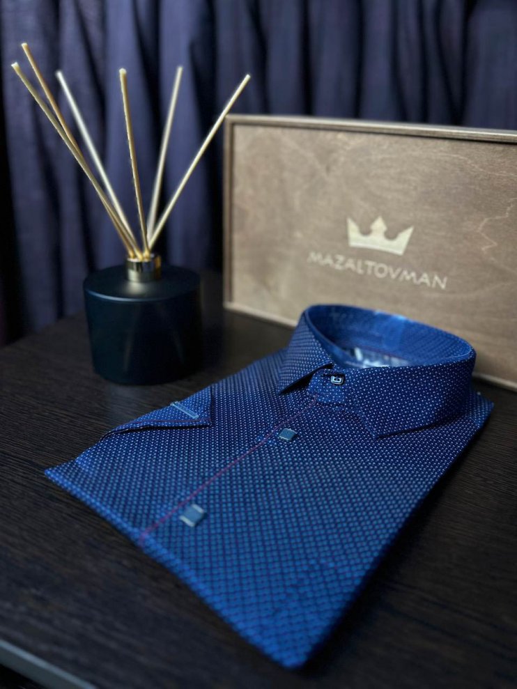 Рубашка GRS Синяя в крапинку с коротким рукавом