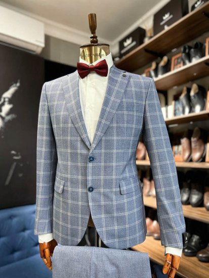 Костюм MAZALTOVMAN 2-ка Premium Голубой в клетку