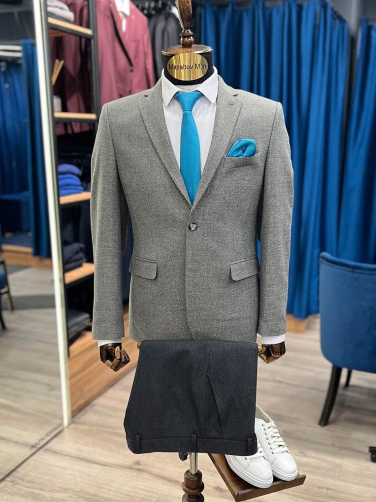 Пиджак VAL Серый фактурный