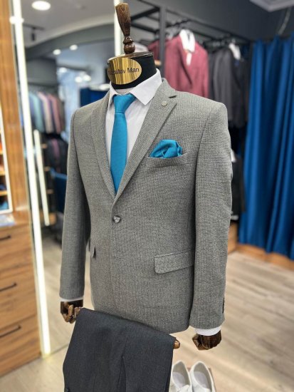 Пиджак VAL Серый фактурный