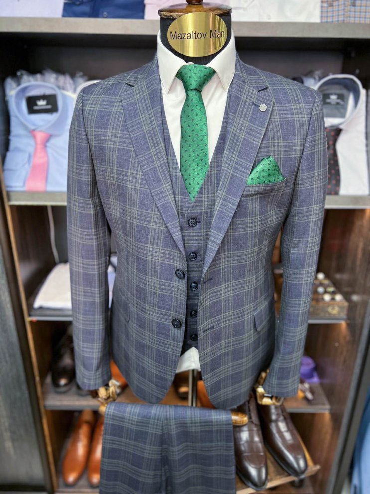 Костюм BED 3-ка Синий в клетку