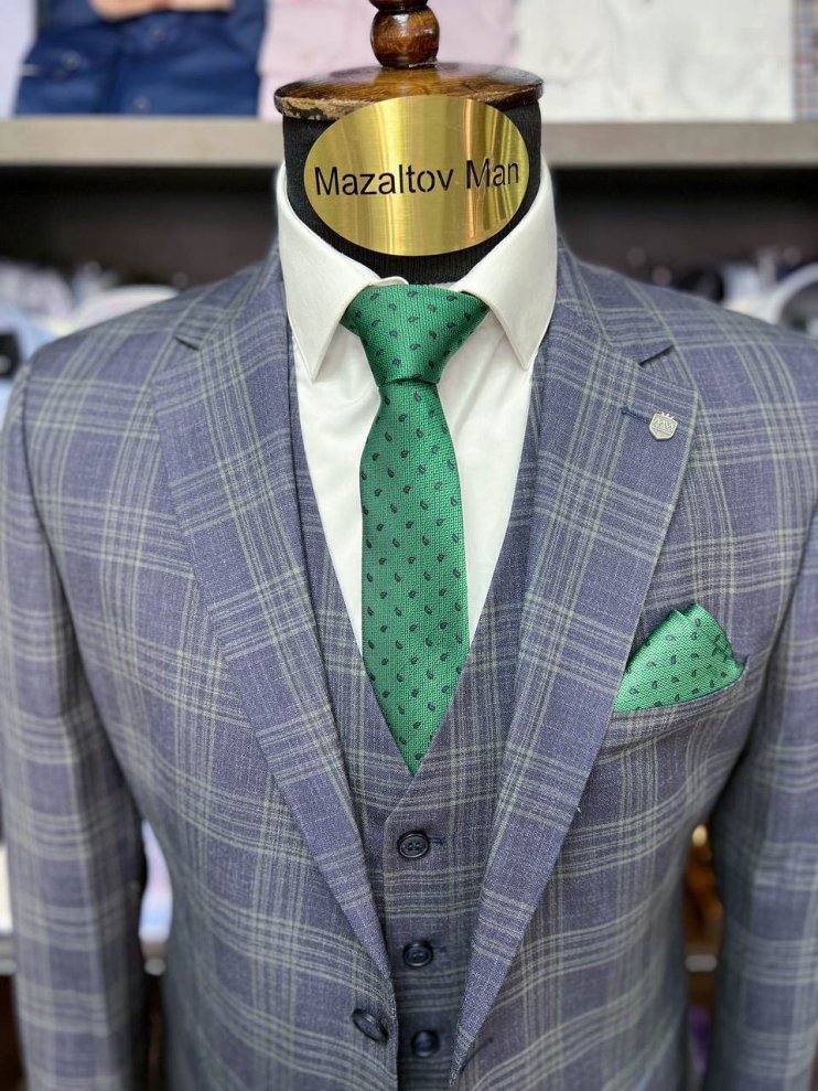 Костюм BED 3-ка Синий в клетку