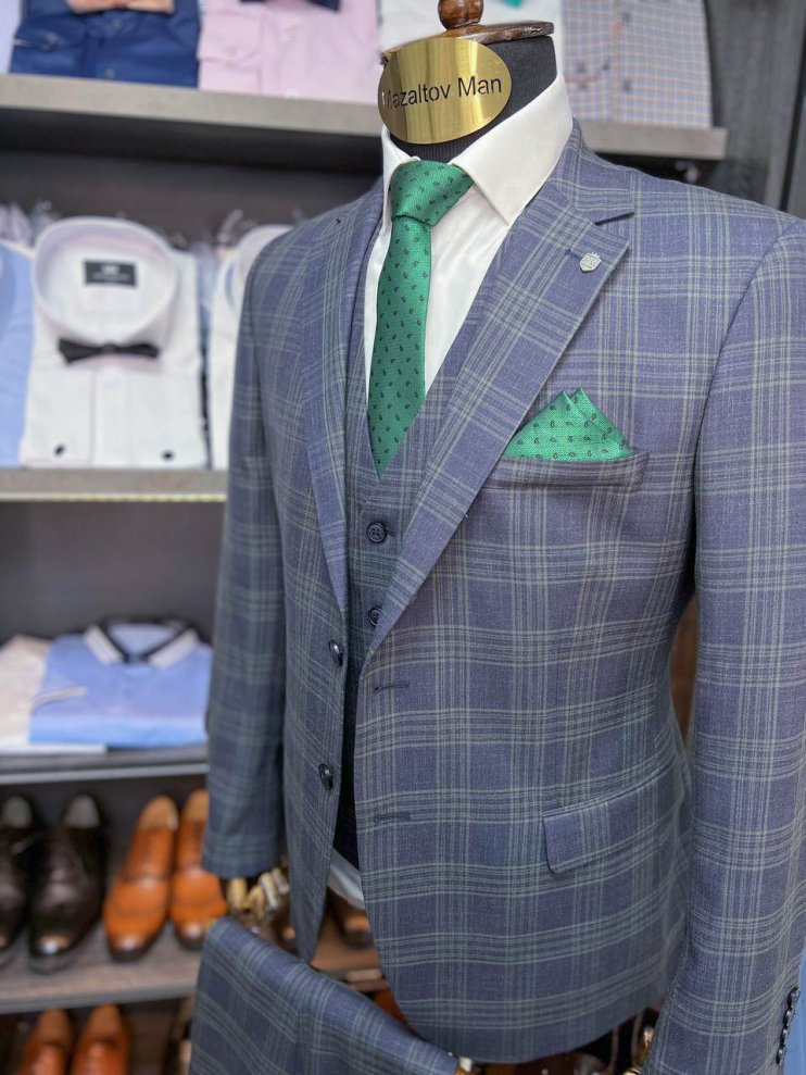 Костюм BED 3-ка Синий в клетку