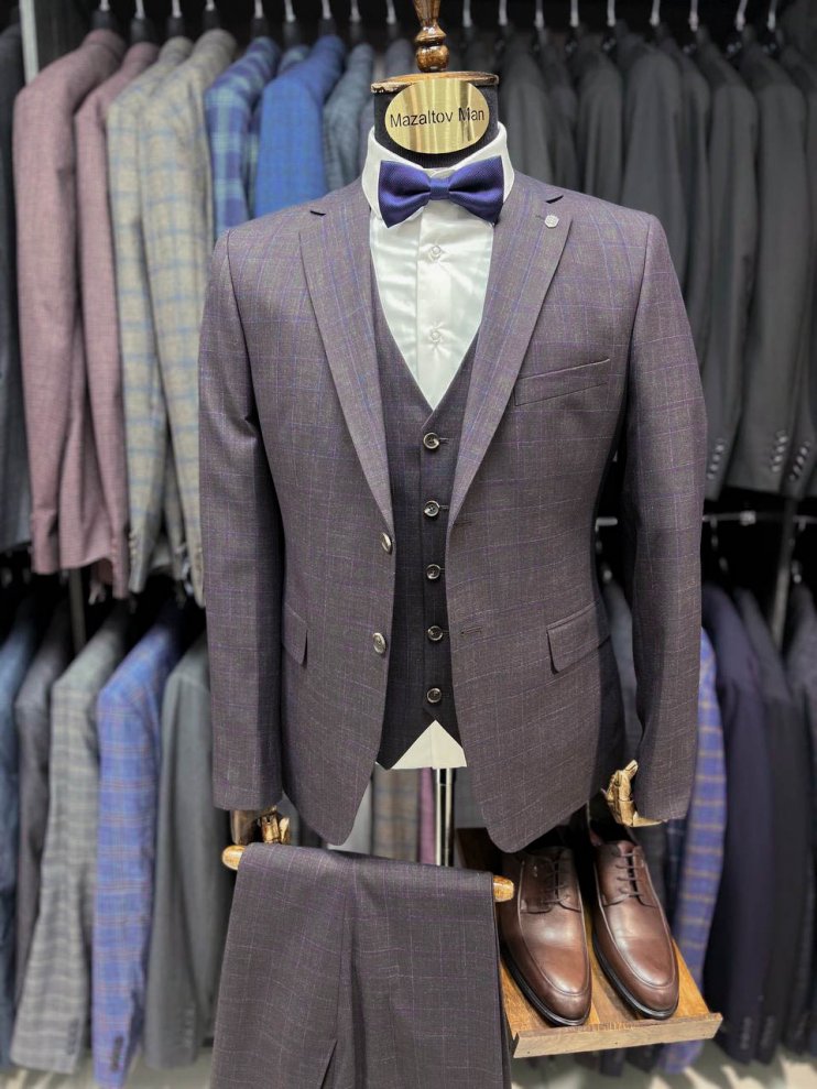 Костюм MIR 3-ка Коричневый в клетку