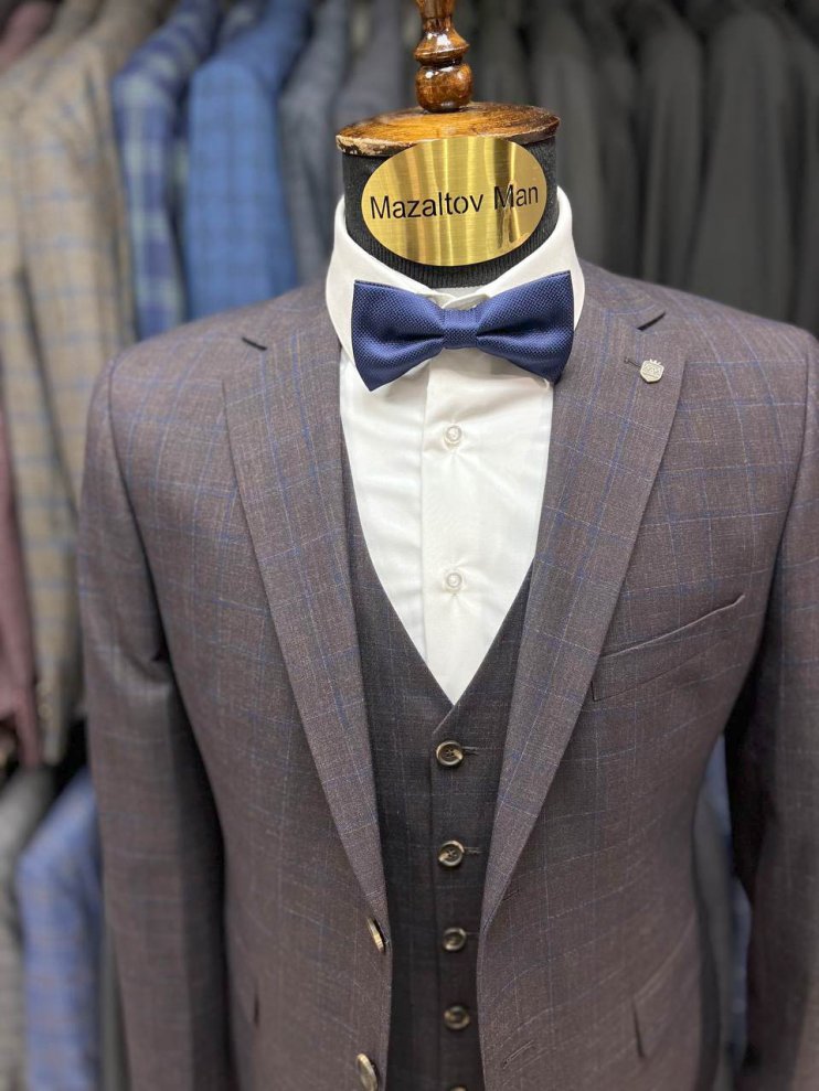 Костюм MIR 3-ка Коричневый в клетку