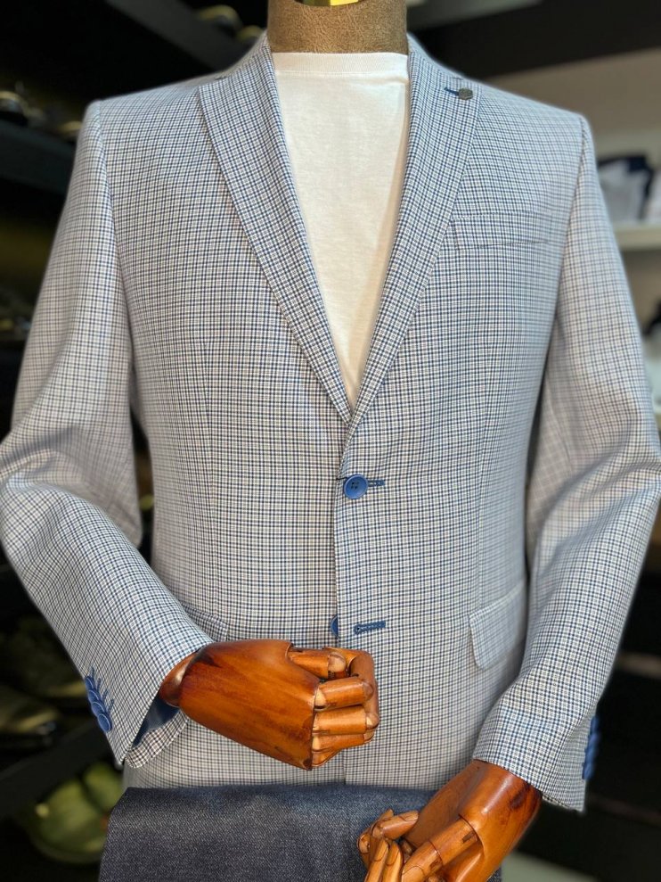 Пиджак LXR Голубой в клетку