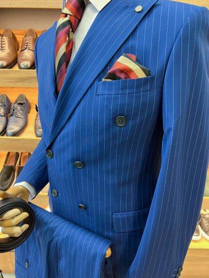 Костюм MAZALTOVMAN 2-ка Premium Синий в полоску двубортный