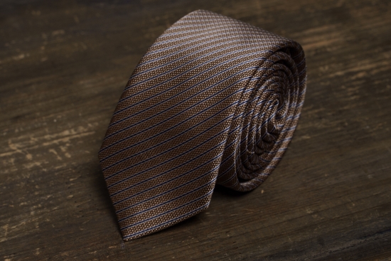 Мужской галстук Коричневый в диагональную полоску