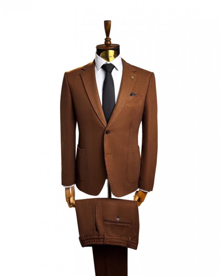 Костюм SAC 2-ка Светло-коричневый в полоску