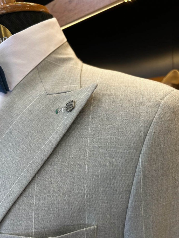 Костюм MAZALTOVMAN 2-ка Двубортный Premium Серый полоску