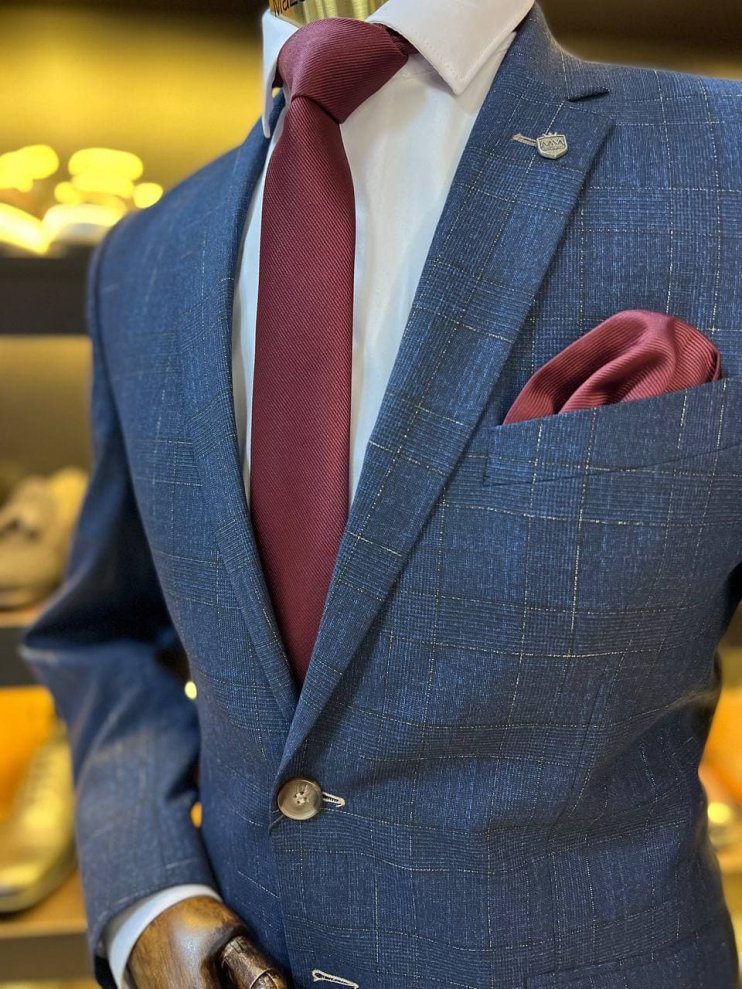 Костюм MAZALTOVMAN Premium 2-ка Синий в клетку