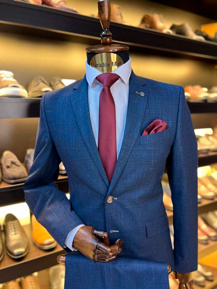 Костюм MAZALTOVMAN Premium 2-ка Синий в клетку