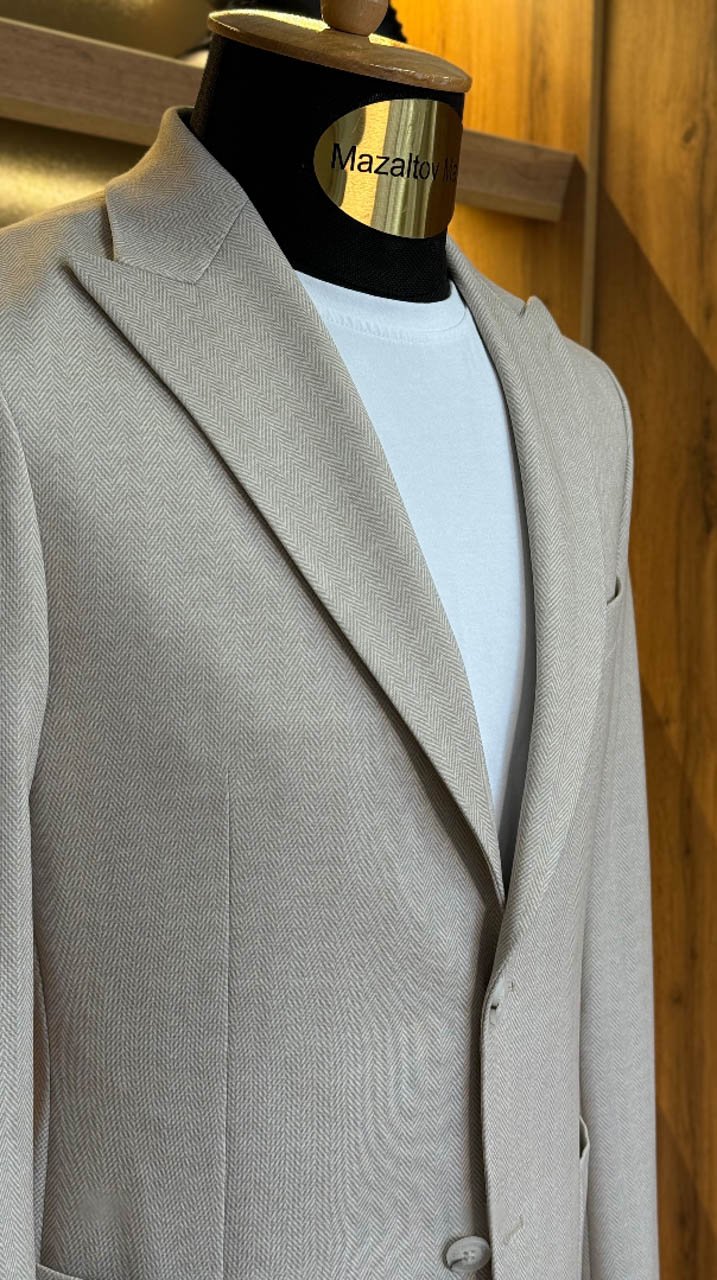 Пиджак GIO Бежевый в елочку